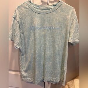 Women Champion T Shirt Acid washed Light Blue  Large